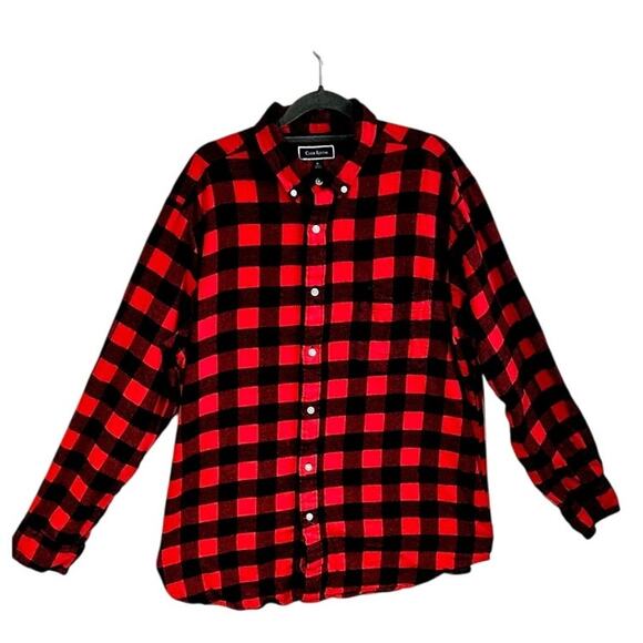 Club Room Men's XL Long Sleeve Button Up Buffalo Plaid Red Black Cotton Classic - Picture 1 of 5